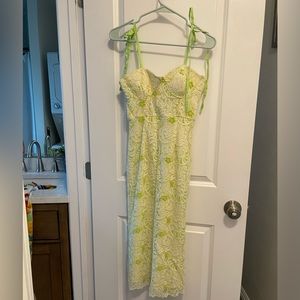 Lime green/eggshell lace dress